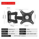 Suporte de Parede para TV com Movimento Total para TVs LED e LCD de Tela Plana de 14 a 27 Polegadas, Suporte para TV com Giro, Inclinação e Extensão, VESA 100x100 mm